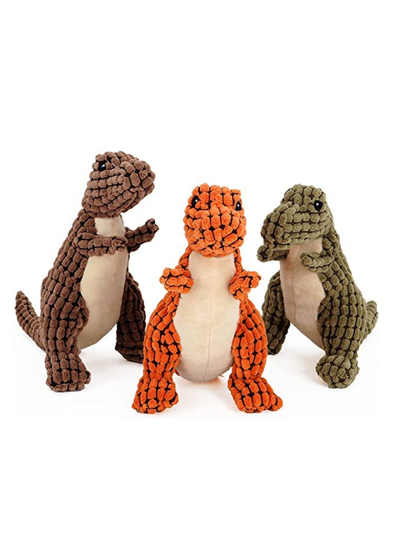 Dog Toy for Aggressive Chewers, 3pcs Indestructible Robust Dino Stuffed Plush Squeaky Dog Toy for Small Medium Large Dog - Image 1